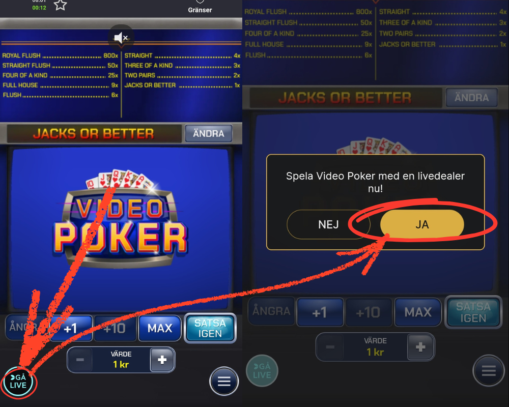 Hur man går live från Evolutions First Person Video poker