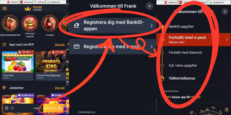 Hur man registrerar sig hos Frank Casino