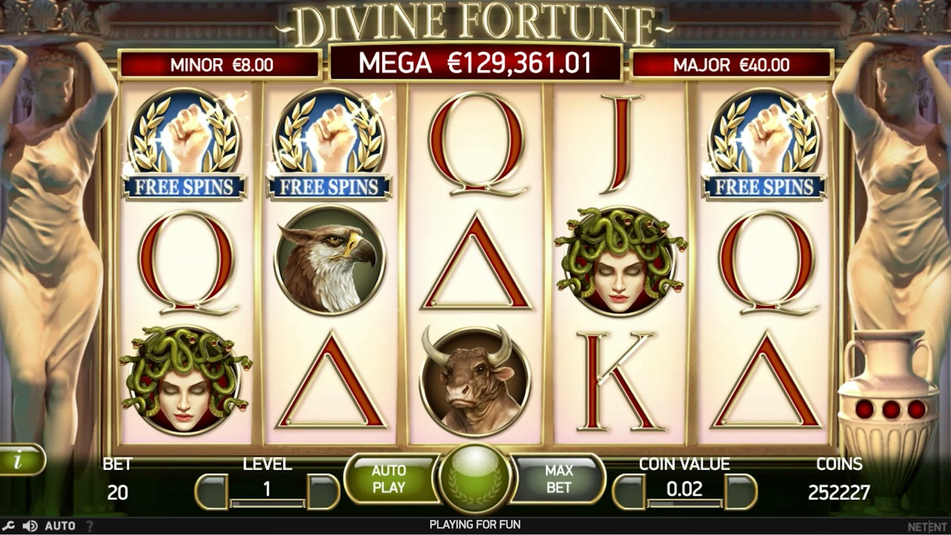 Zeus blixt är free spins i Divine Fortune