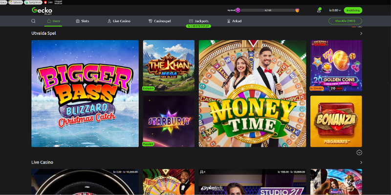 Spelutbudet hos GeckoPlay