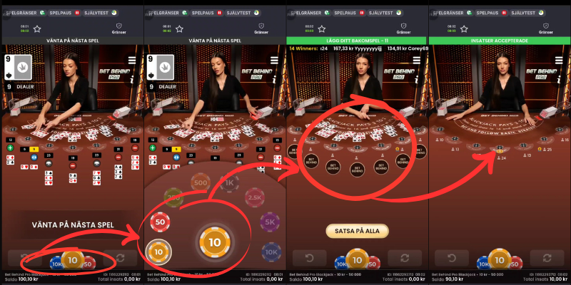 Hur man spelar Bet Behind Pro Blackjack