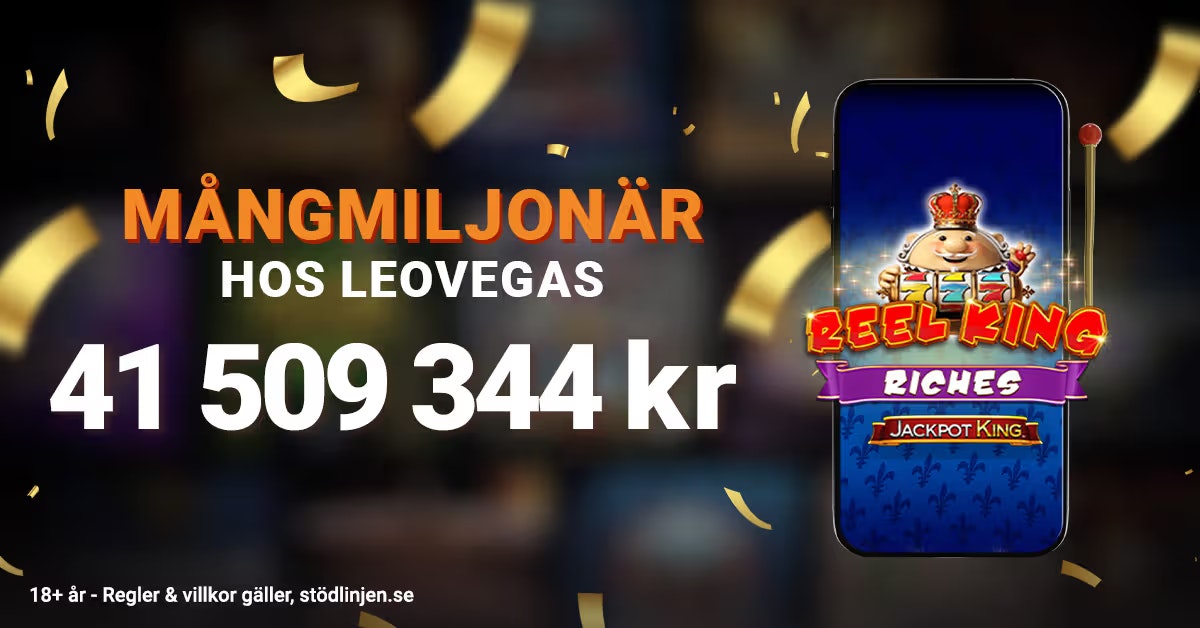 Småbarnsmamma vann 41 miljoner kr efter att ha aktiverat jackpotten i Reel King Riches Jackpot King hos LeoVegas.