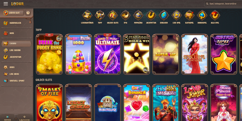 Lodur Casino spelutbud