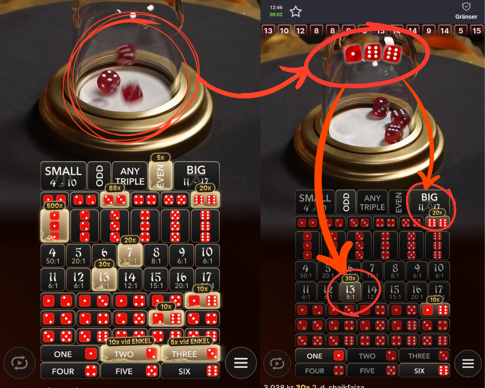 Hur du spelar Lightning Sic Bo: invänta resultat från tärningarna