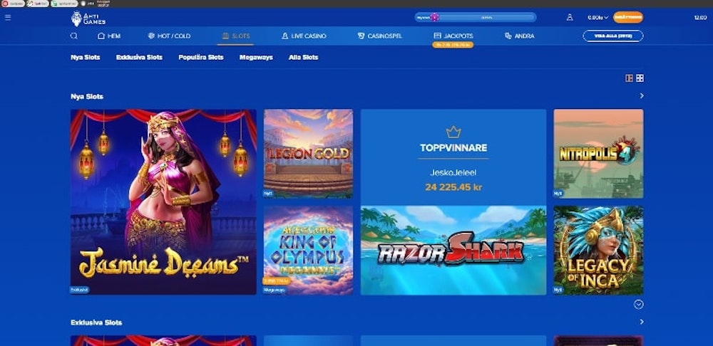 Ahti Games casino spelutbud