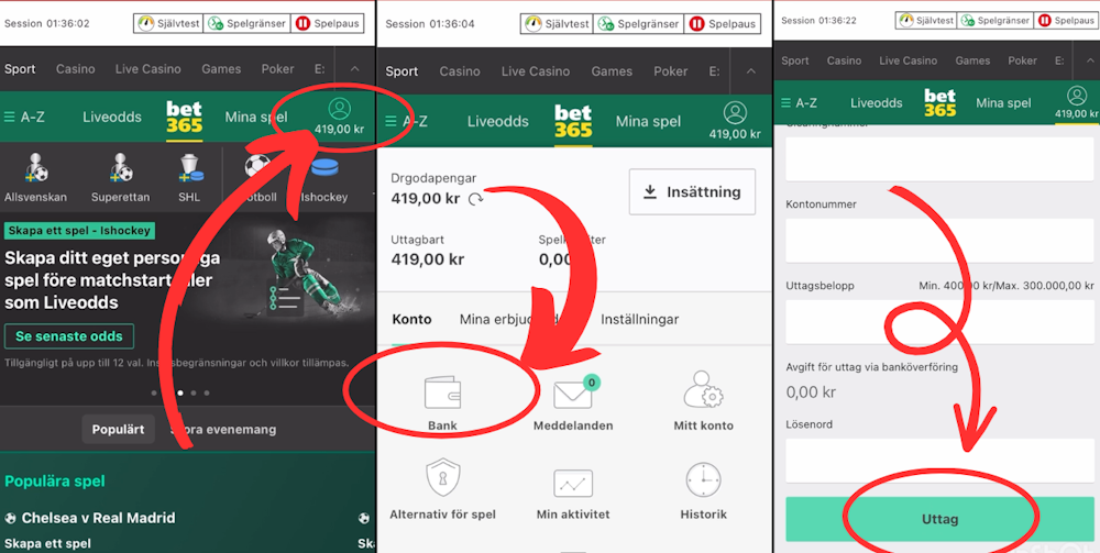 Bet365 casino uttag