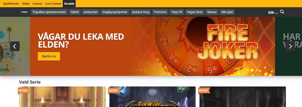 Betfair casino spelutbud