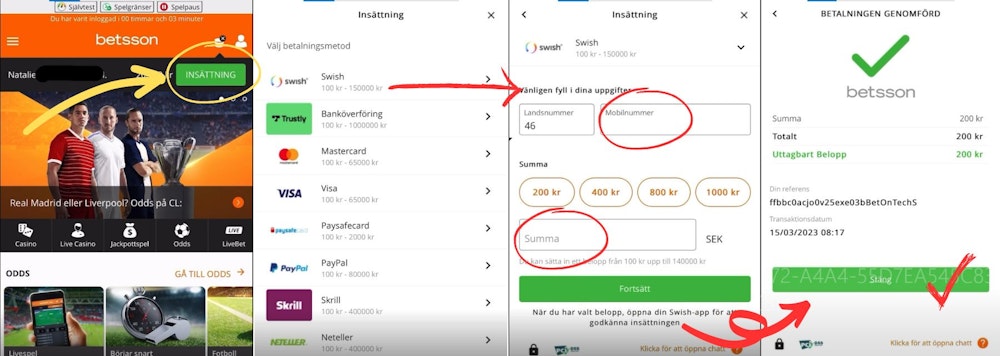 Insättning hos Betsson