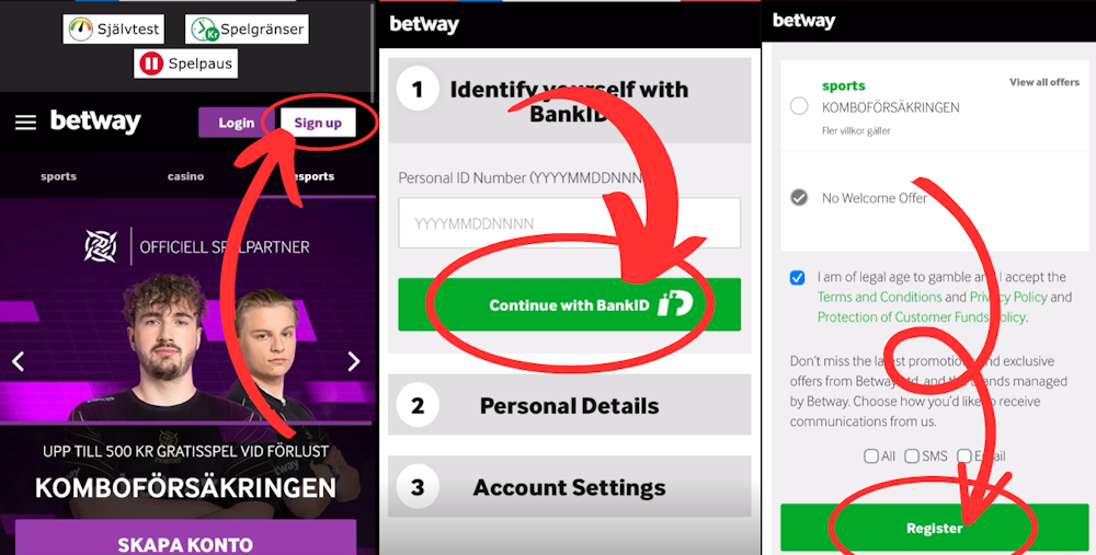 Betway casino registrering