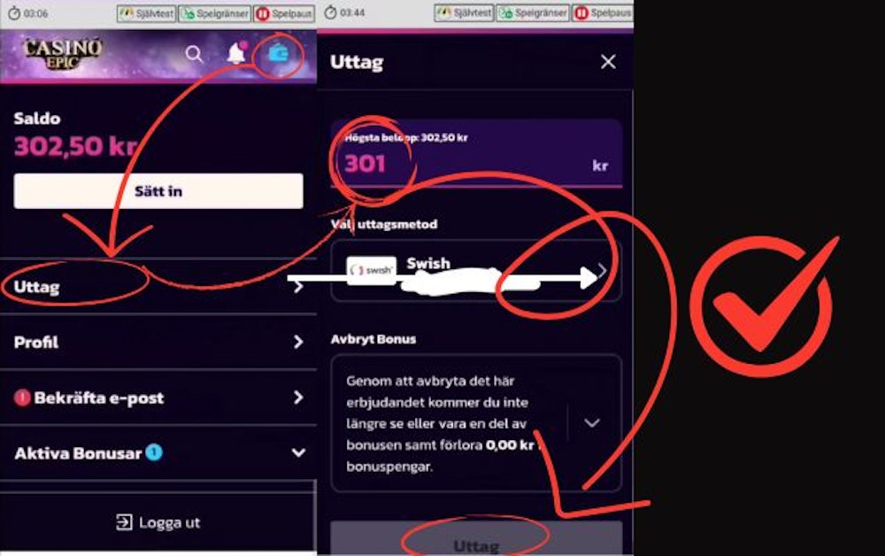 Uttag hos CasinoEpic