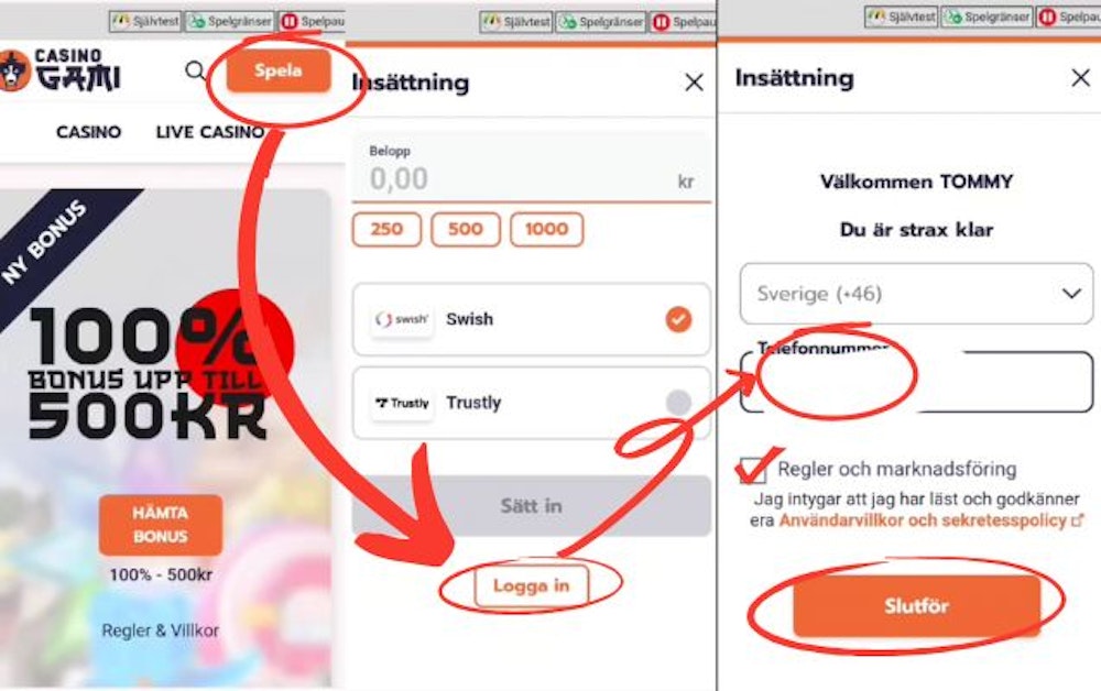 Hur man registrerar sig hos CasinoGami