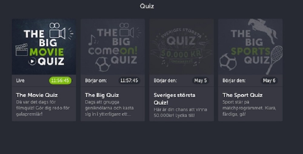 Sveriges största Quiz hos ComeOn