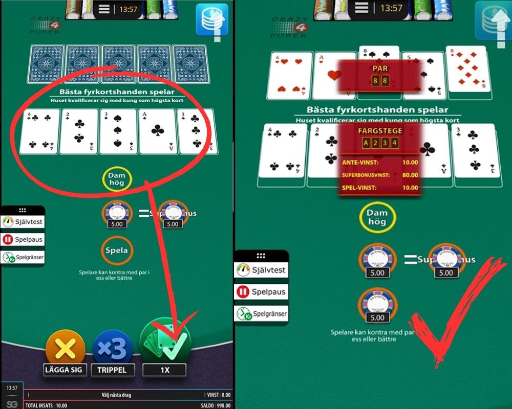 Spelar Crazy 4 Poker