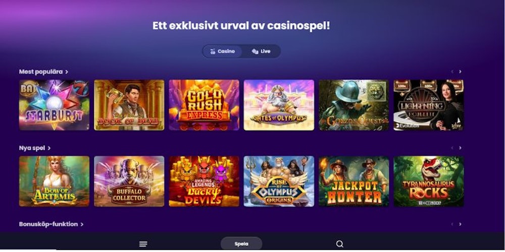 Flax Casinos spelutbud