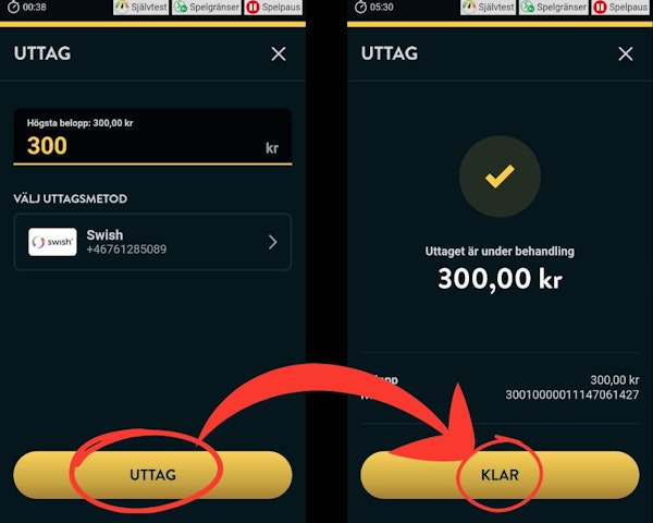 Ett uttag hos ett casino utan konto