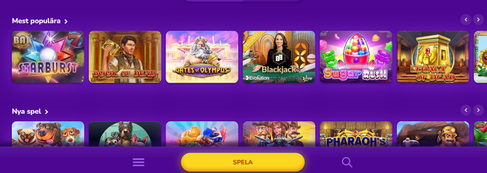 HappyCasino spelutbud