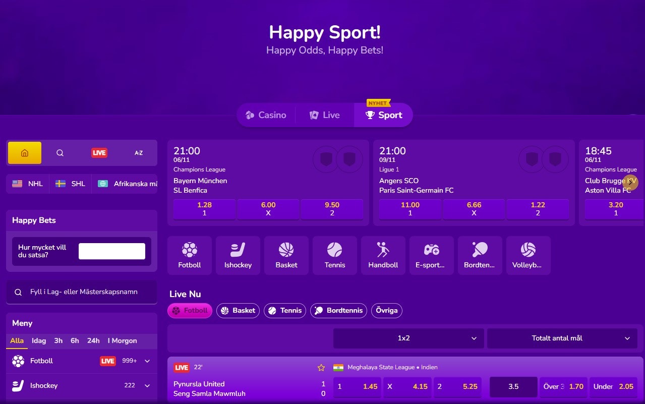 Happy Casino får ny sportavdelning
