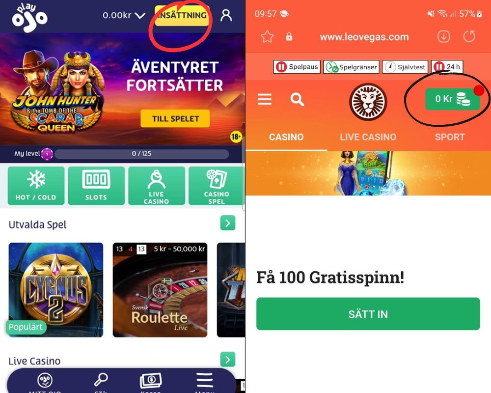 Hitta insättningar
