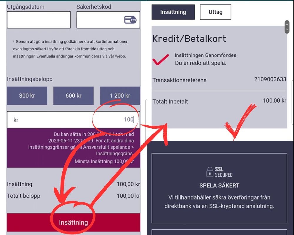  Insättning med betalkort 2