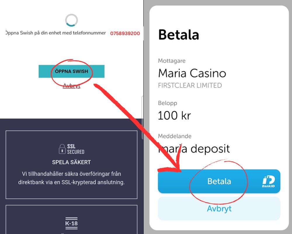  Insättning med Swish 3