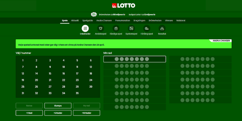 Svenska Spels Lotto på Svenska Spel Tur