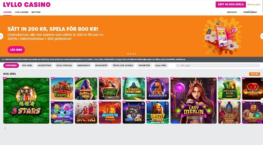 Lyllo casino spelutbud