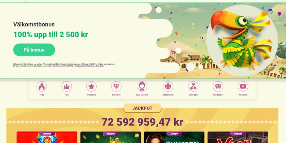 Yoyo Casino erbjuder upp till 2 500 kr i bonus