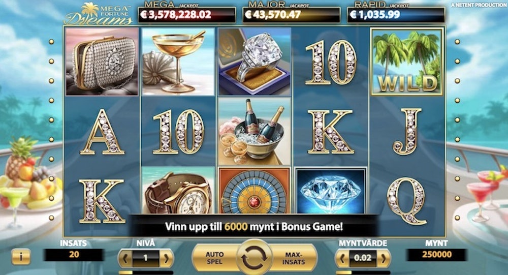 Mega Fortune Dreams startskärmen