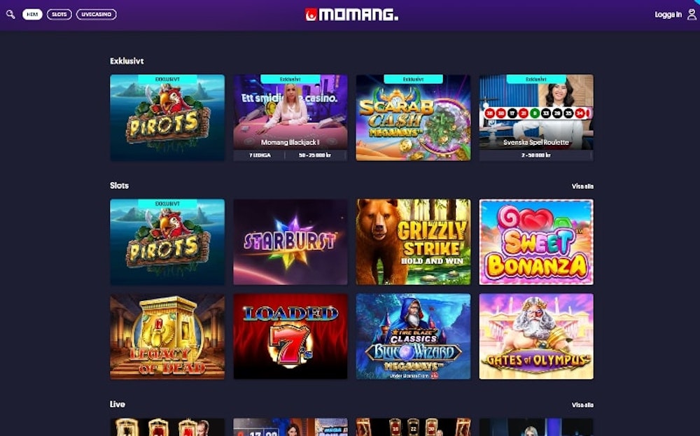 Momang casino spelutbud