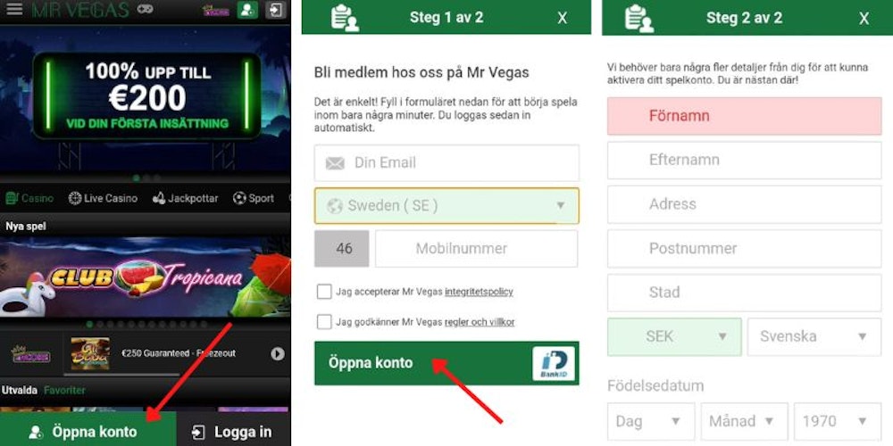 Mr Vegas casino registrering