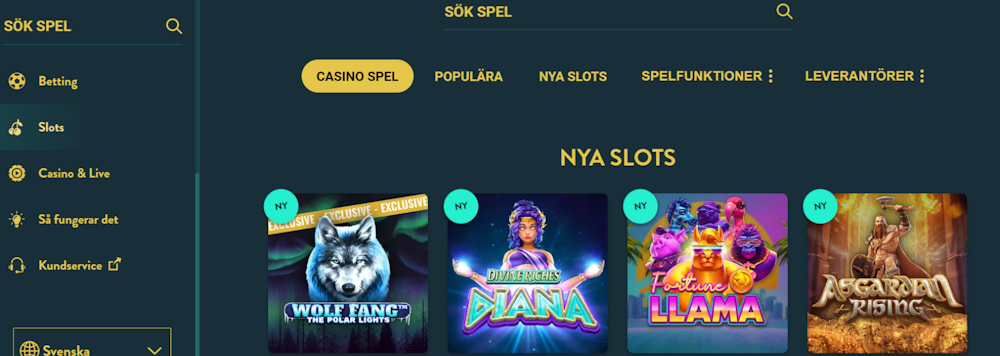 No Account Bet casino spelutbud