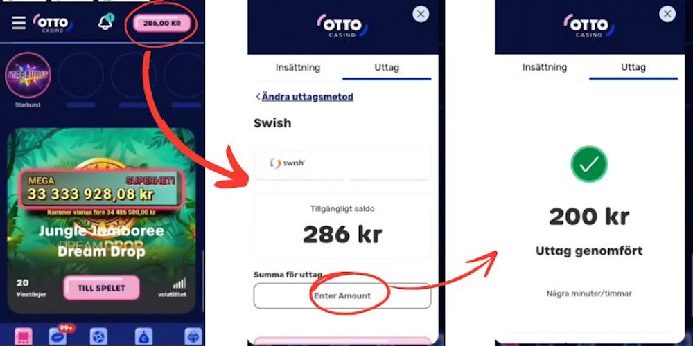 Ett uttag hos Otto Casino