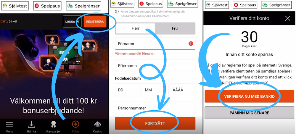 Partypoker casino registrering