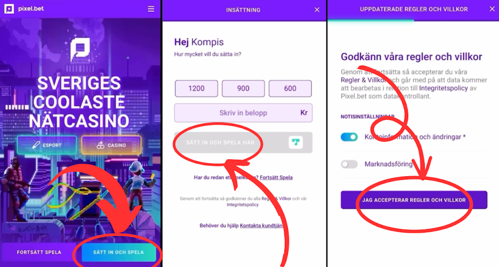 Pixel.bet casino registrering