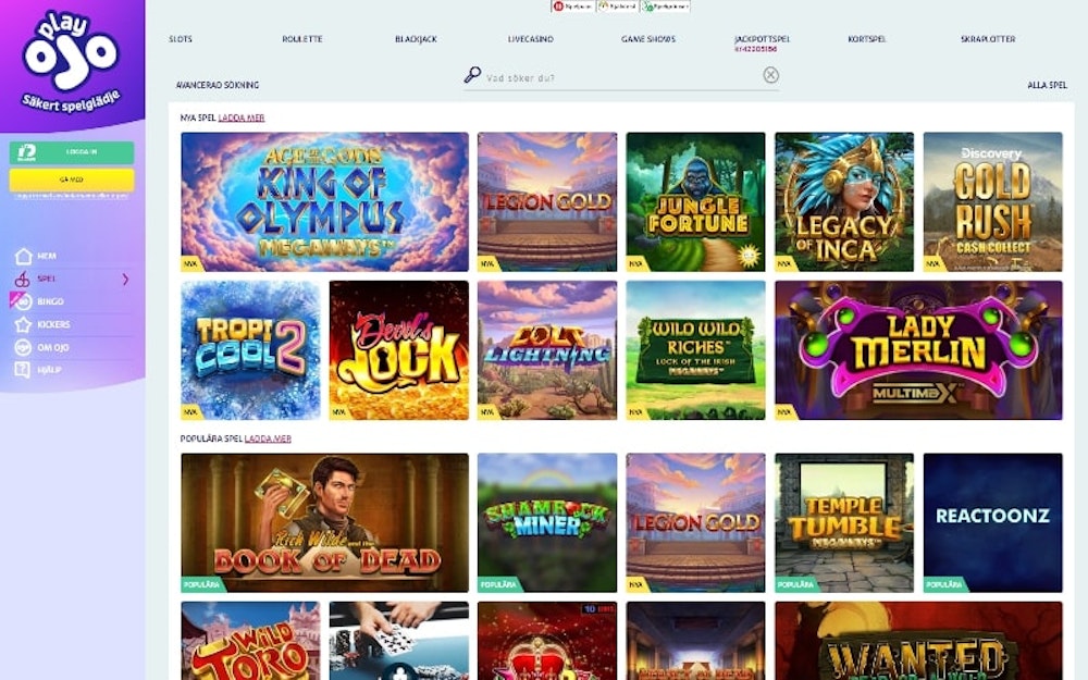 Snabbare casino spelutbud