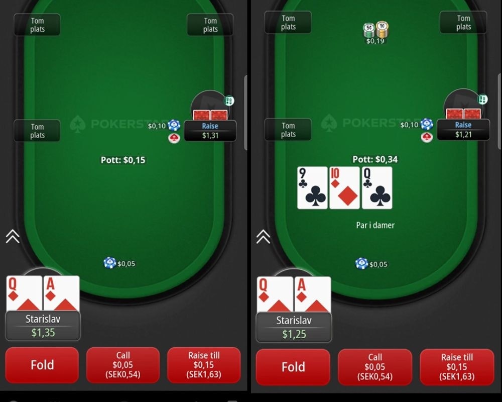 Vi spelar texas hold’em hos pokerstars