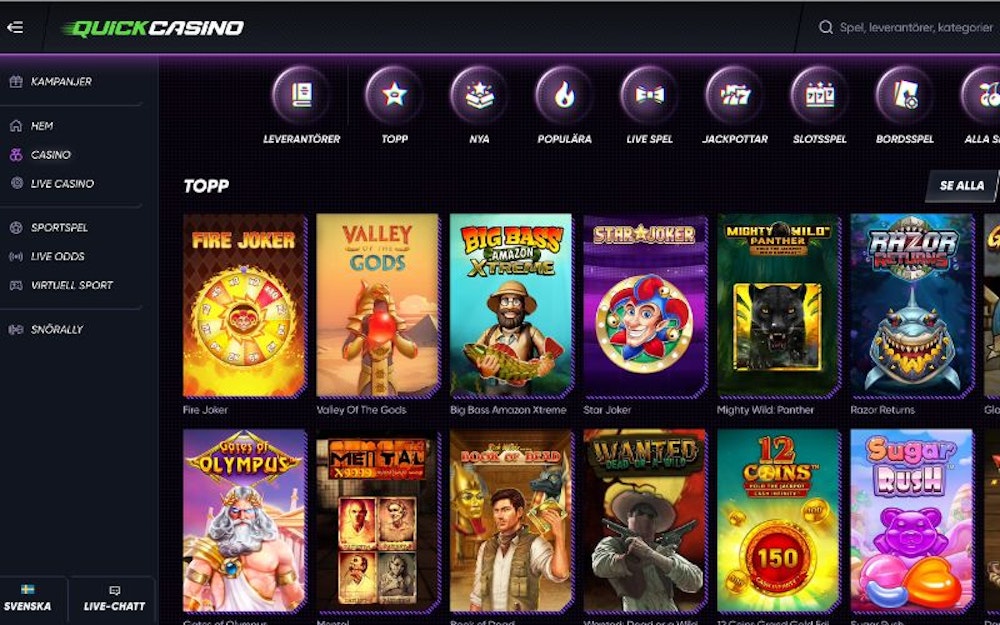 Snabbare casino spelutbud