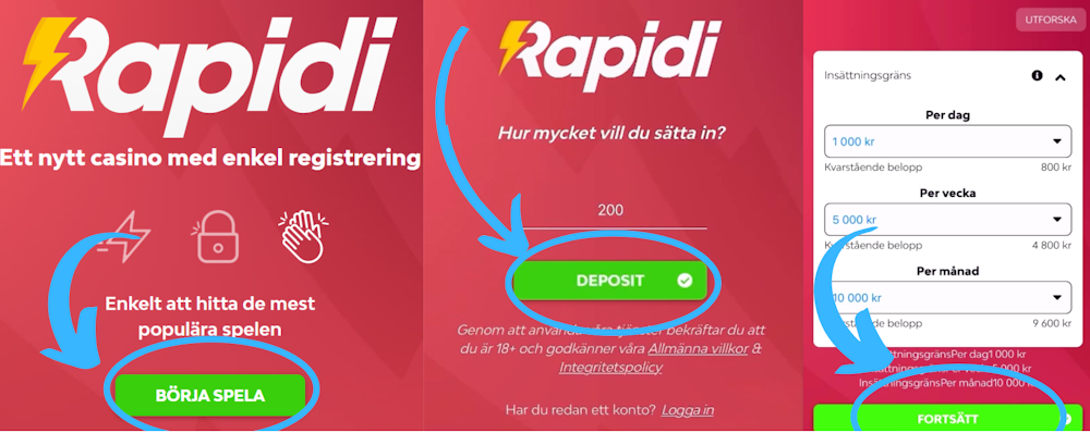 Rapidi casino registrering