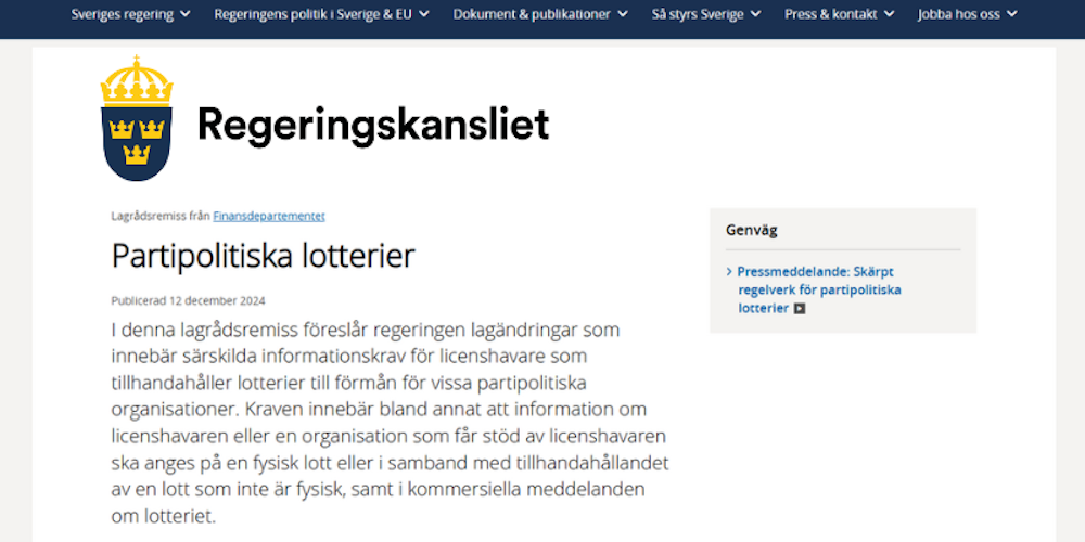 Regeringen vill stram åt reglerna för partipolitiska lotterier