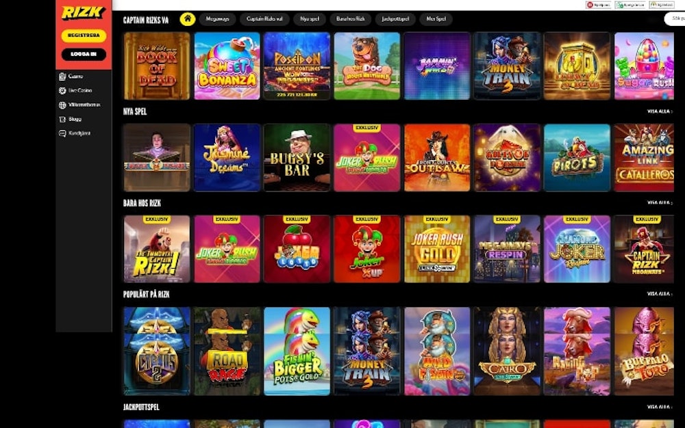 Rizk casino spelutbud