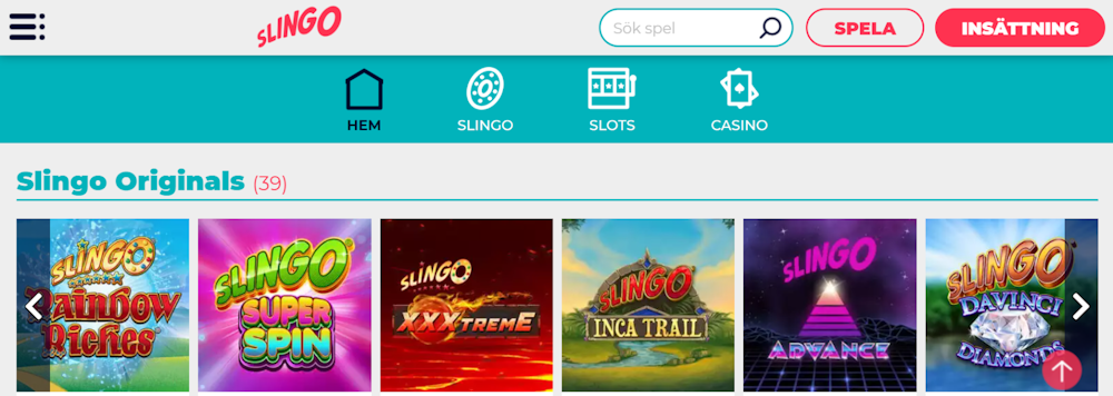 Slingo Casino spelutbud