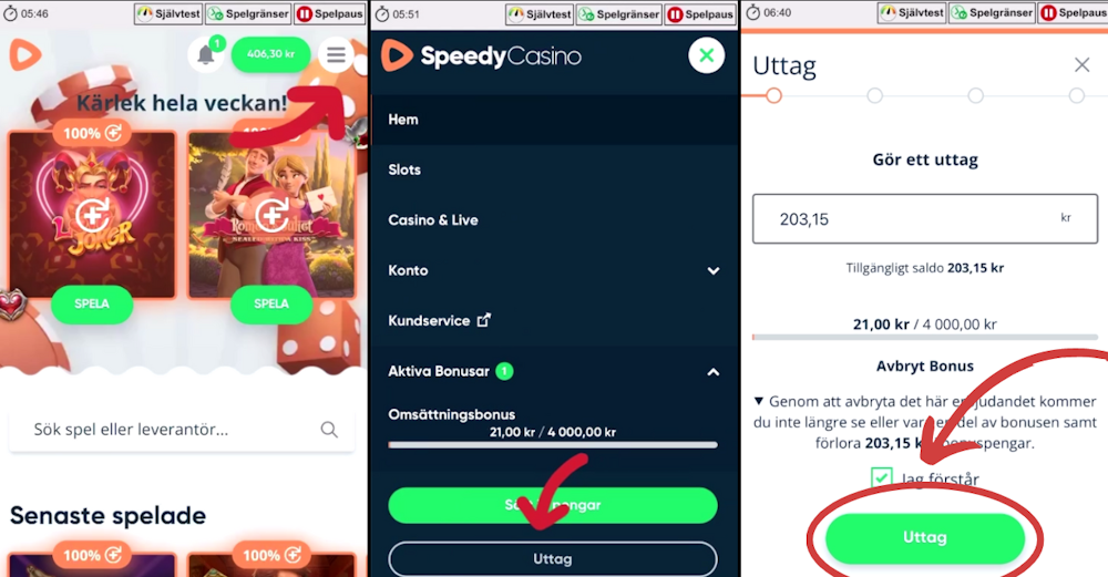 Snabbare casino uttag