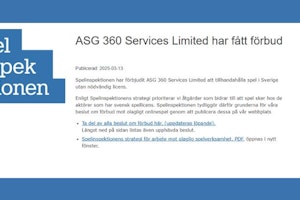 Spelbolaget ASG 360 förbjuds i Sverige