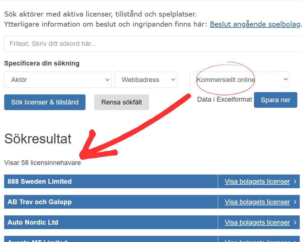 Spelinspektionens sökfunktion