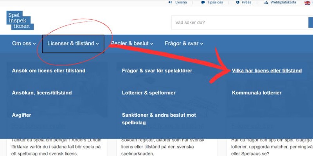 Spelinspektionens sökfunktion