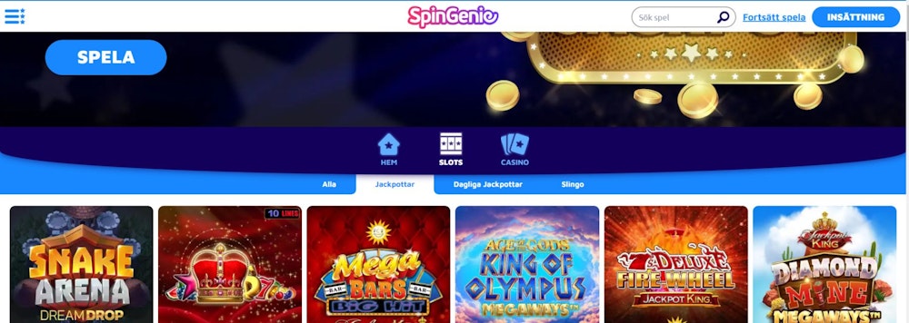 SpinGenie casino spelutbud