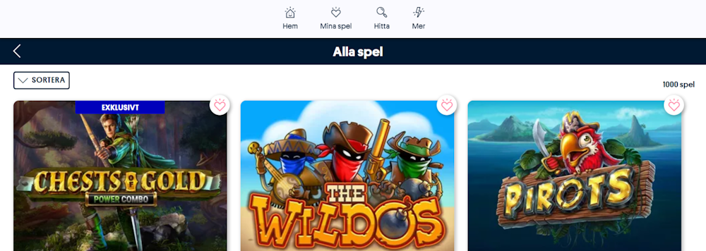 Svenska Spel Sport & Casino spelutbud