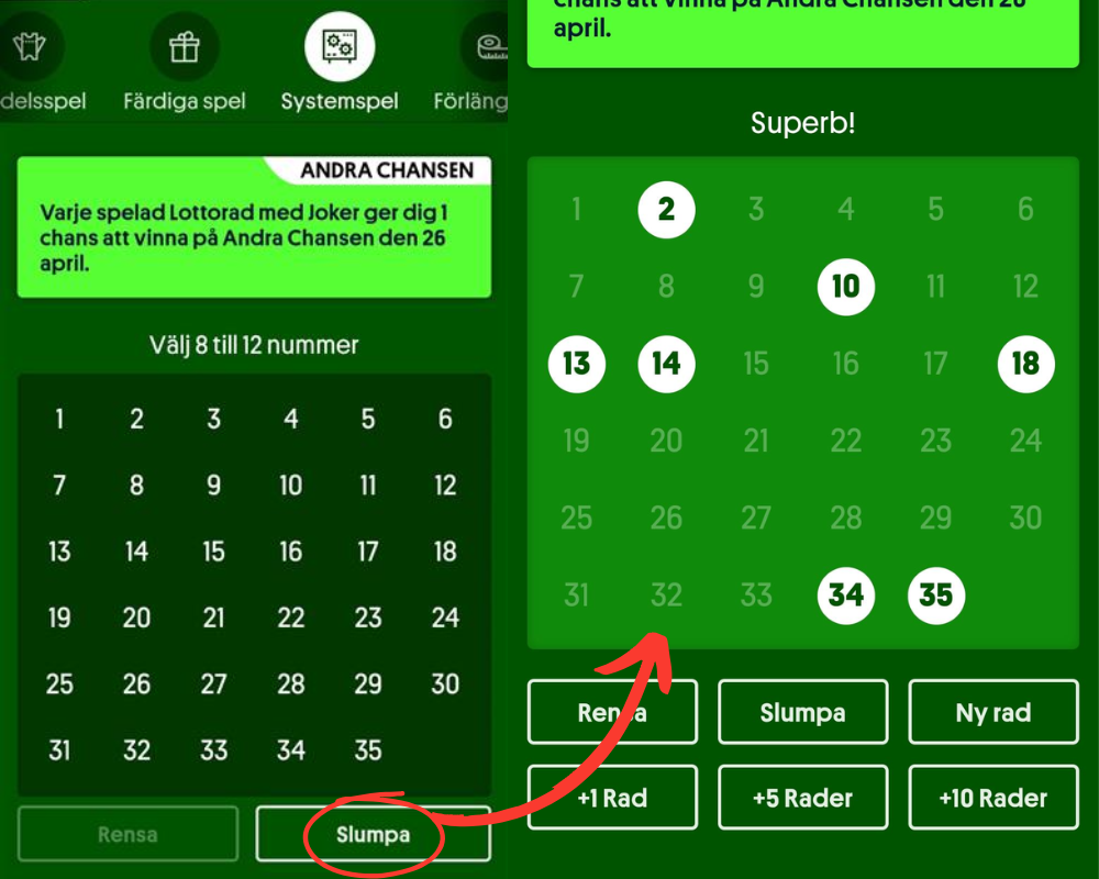 Hur man väljer sina nummer i Svenska Spels Lotto
