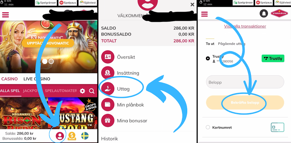 Vinnarum casino uttag