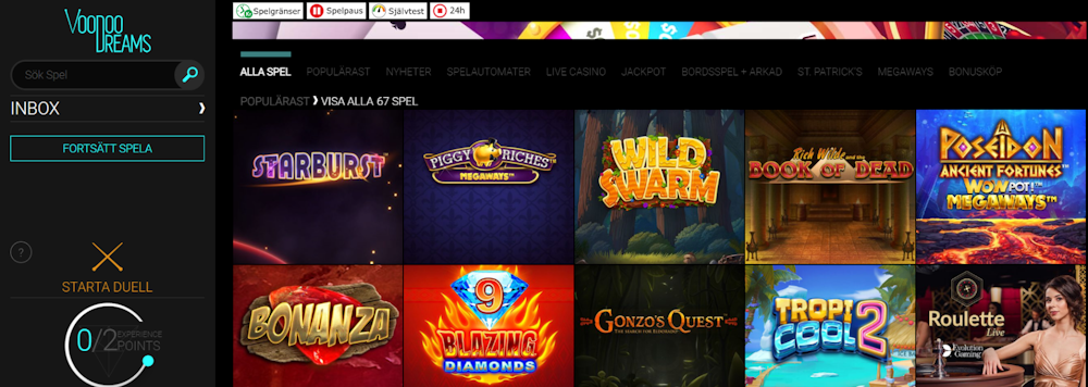 VoodooDreams casino spelutbud